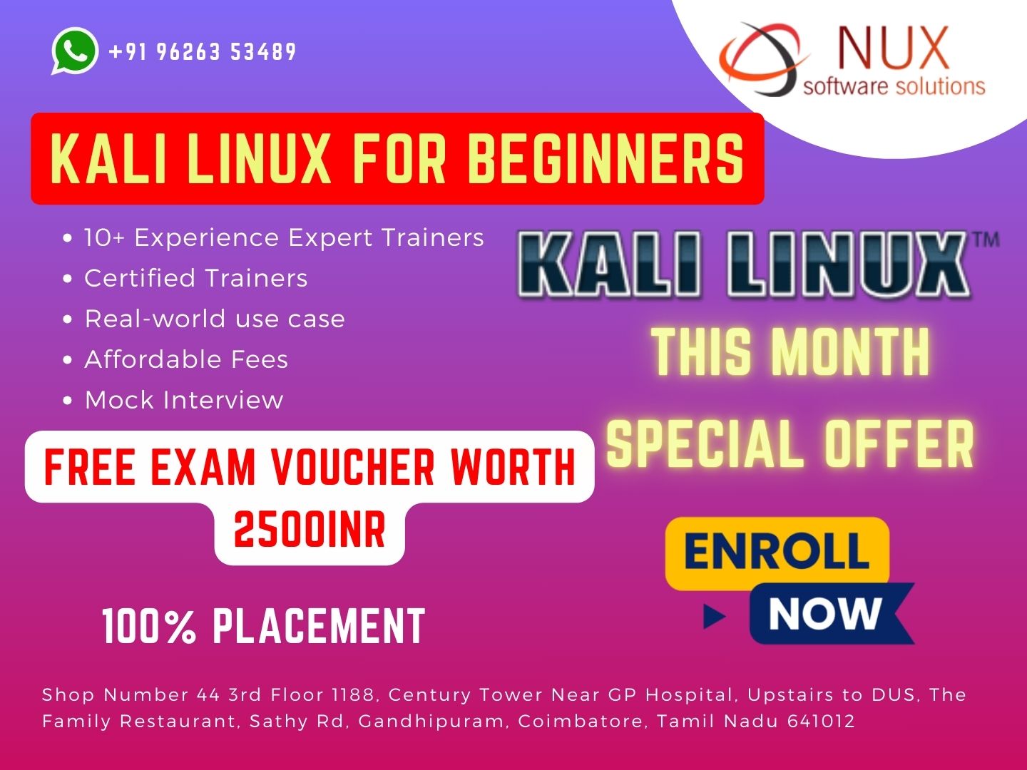 Kali Linux for Beginners Training and Certification in Coimbatore